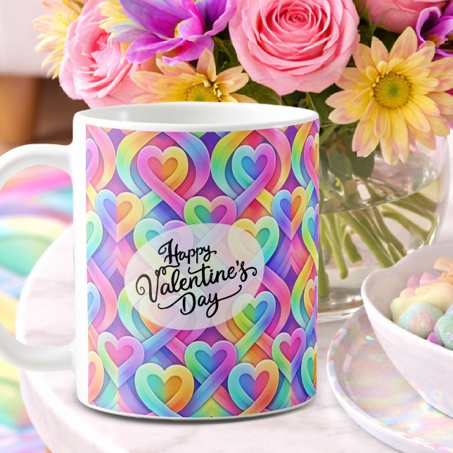 Farbenfrohes modernes Herz Muster Valentinstag  Kaffeetasse (Von Creator hochgeladen)
