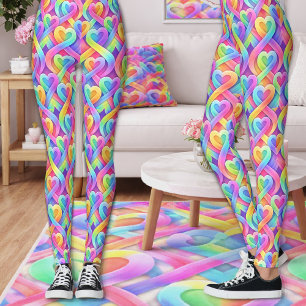 Farbenfrohes modernes Herz Muster Valentinstag Leggings