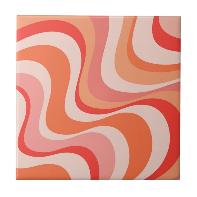 Farbenfrohes modernes Retro-Wellendesign Fliese (Vorderseite)