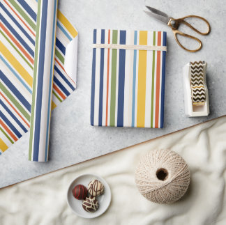 Farbenfrohes modernes vertikales Streifenmuster Geschenkpapier