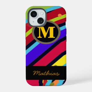 farbenfrohes Monogramm abstrakt cool iPhone 15 Hülle