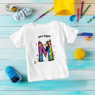 Farbenfrohes Monogramm M – Lustiges und anpassbare Baby T-shirt