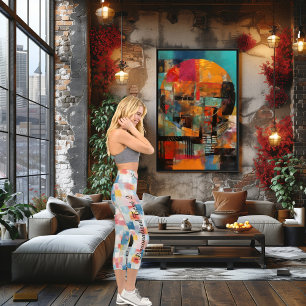 Farbenfrohes Mosaik: Abstrakte Pastell-Geometrisch Capri Leggings