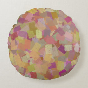 Farbenfrohes Multicolor-Kubismus-Abstraktes Muster Rundes Kissen
