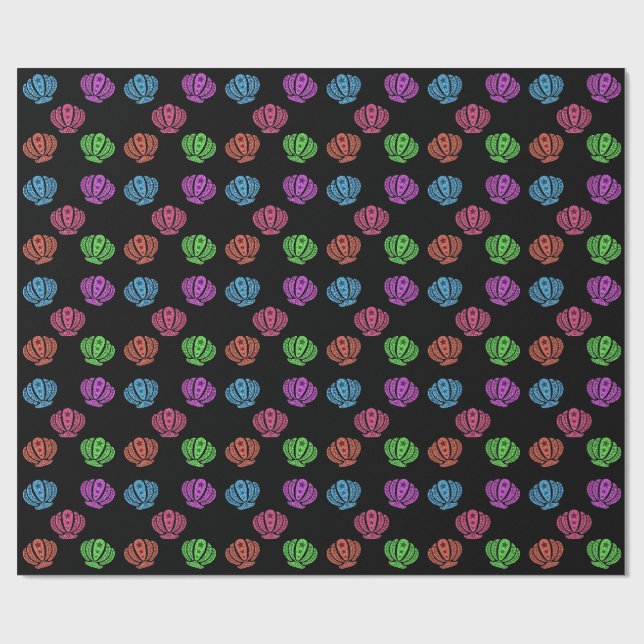 Farbenfrohes Muschelmuster Geschenkpapier (Flach)