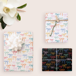 Farbenfrohes Muster aus einfachen Schleifen Geschenkpapier Set