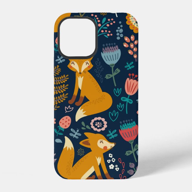 Farbenfrohes Muster mit einem Fuchsfox,Muster,Wald iPhone Hülle (Rückseite)