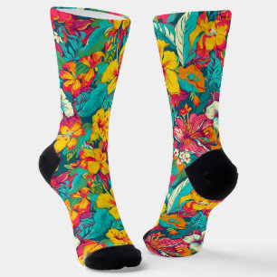 Farbenfrohes Muster tropischer Blumen Socken