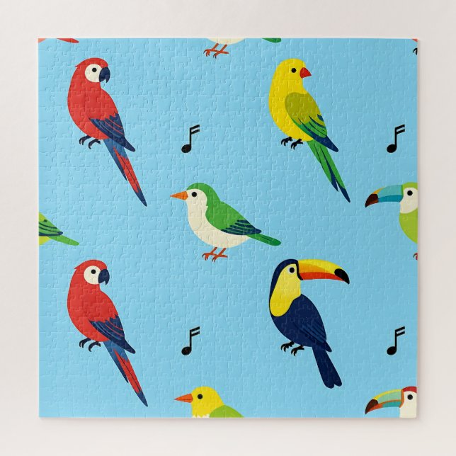 Farbenfrohes Muster tropischer Vögel Puzzle (Vertikal)