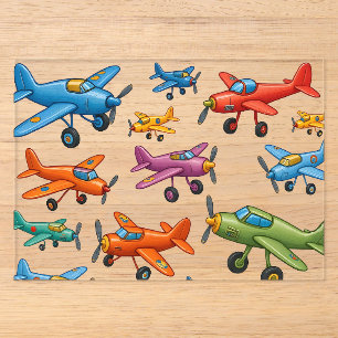Farbenfrohes Muster vintage Flugzeuge – Retro Avia Acryleinladungen