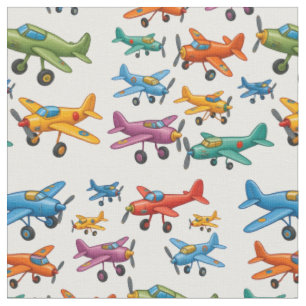 Farbenfrohes Muster vintage Flugzeuge – Retro Avia Stoff