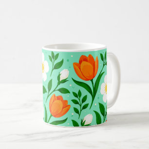 Farbenfrohes nahtloses Blumenmuster für den Frühli Kaffeetasse