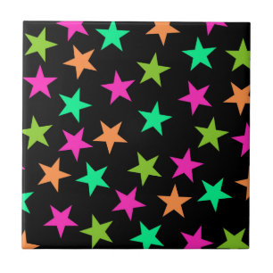 Farbenfrohes neon-geometrisches Sterne-Muster Fliese