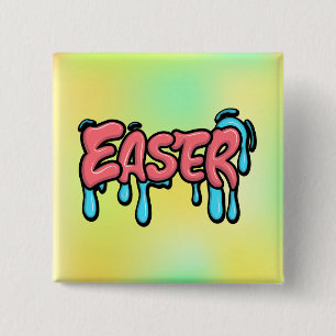 Farbenfrohes Ostern-Drip-Text-Graffiti-Style-Desig Button
