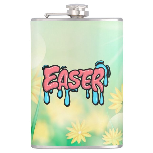 Farbenfrohes Ostern-Drip-Text-Graffiti-Style-Desig Flachmann (Vorderseite)