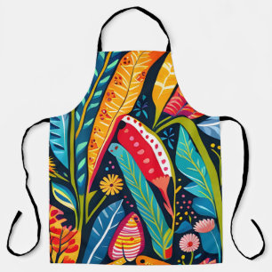 Farbenfrohes Otomi-Blumenkunstmuster Schürze