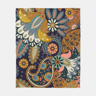 Farbenfrohes Paisley: Blumige indische Tapete. Fleecedecke