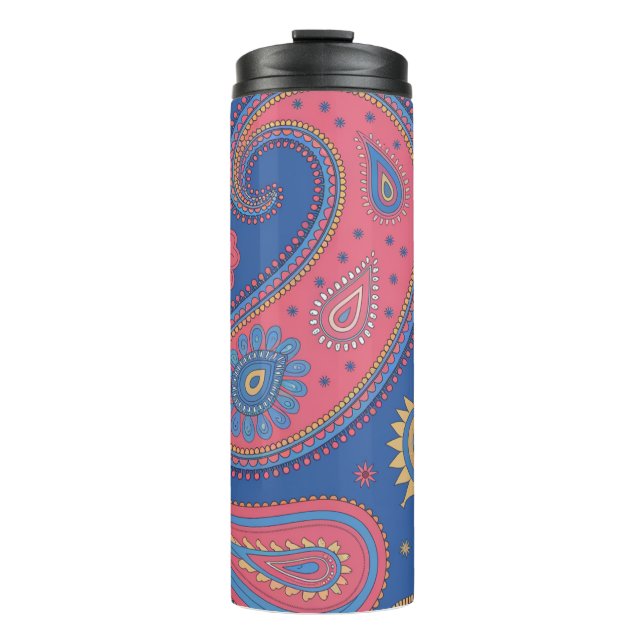 Farbenfrohes Paisley-Boho-Muster-Mug-Design Thermosbecher (Vorderseite)