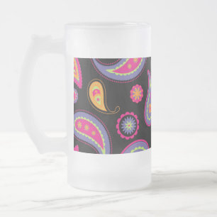 Farbenfrohes Paisley-Muster Mattglas Bierglas