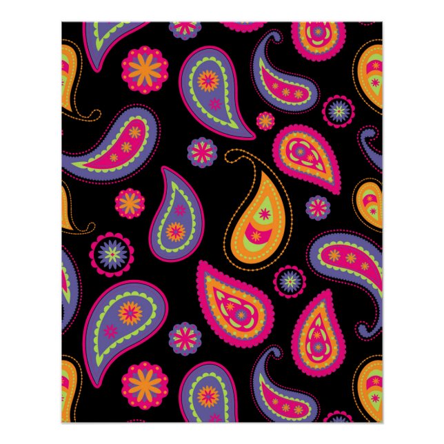 Farbenfrohes Paisley-Muster Poster (Vorderseite)