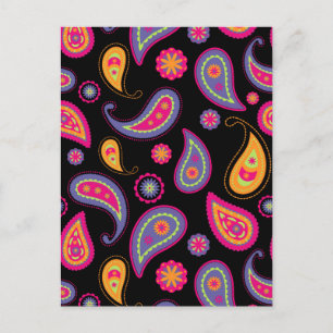 Farbenfrohes Paisley-Muster Postkarte
