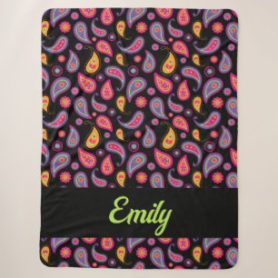 Farbenfrohes Paisley-Muster Sherpadecke