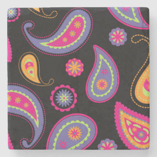 Farbenfrohes Paisley-Muster Steinuntersetzer