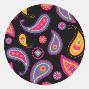 Farbenfrohes Paisley-Nahtlosmuster Runder Aufkleber
