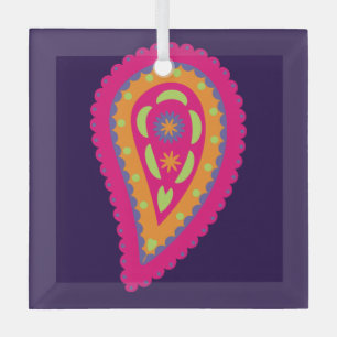Farbenfrohes Paisley Ornament Aus Glas