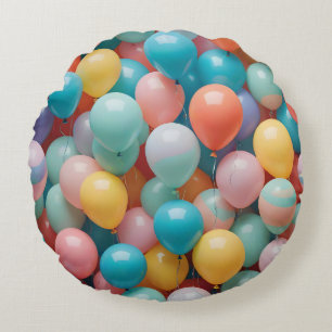 Farbenfrohes Partyballons Muster Rundes Kissen