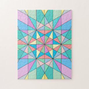Farbenfrohes Pastell-Mosaik-Dreieck-Stern-Muster Puzzle