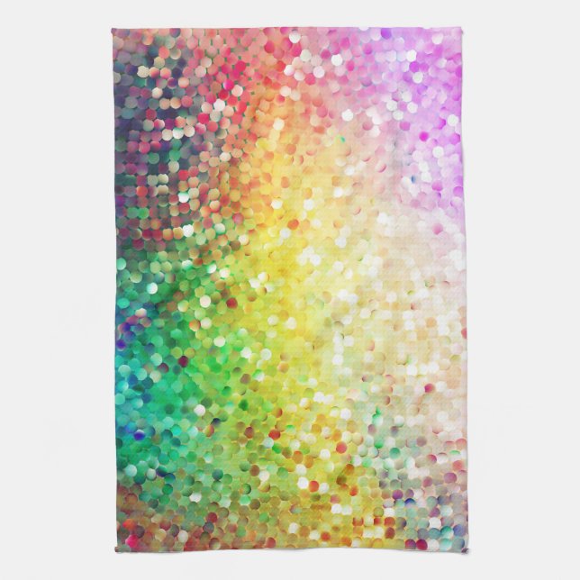 Farbenfrohes Pastell-Verlaufs-Glitter-Muster Küchentuch (Vertikal)