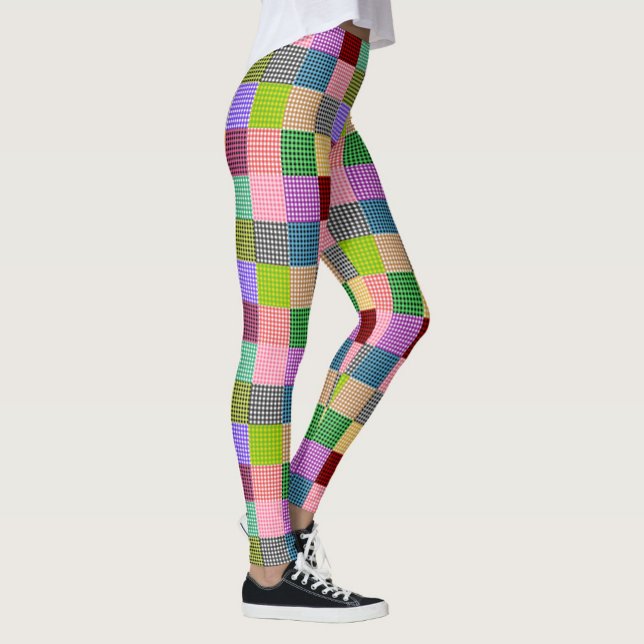 Farbenfrohes Patchwork-Gingham-Karomuster  Leggings (Von Creator hochgeladen)