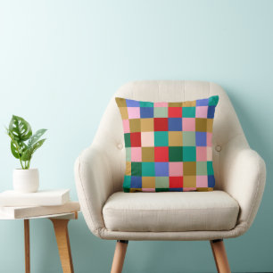 Farbenfrohes Patchwork-Karo-modernes Geometrisches Kissen