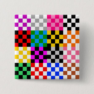 Farbenfrohes Patchwork Karomuster Design Button