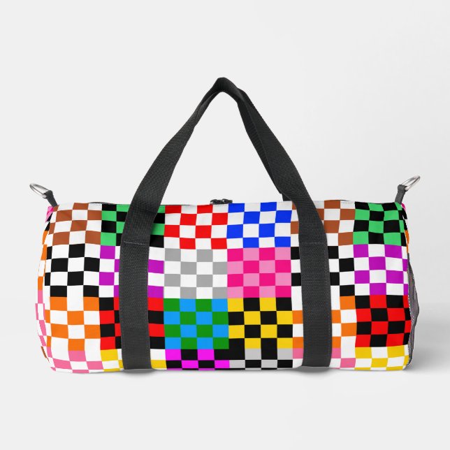 Farbenfrohes Patchwork Karomuster Design  Duffle Bag (Vorderseite)