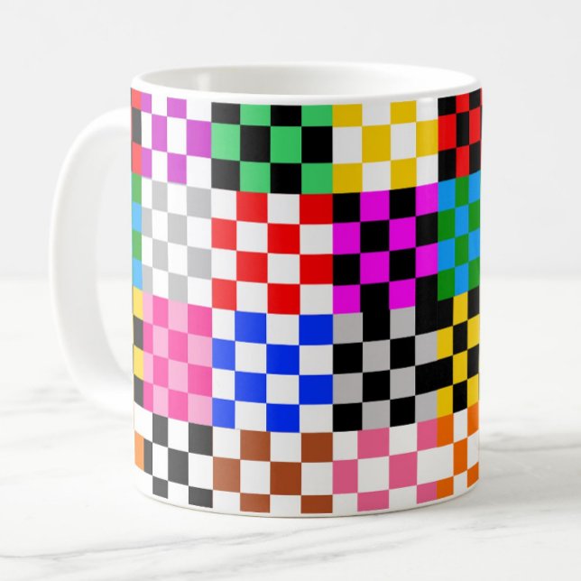 Farbenfrohes Patchwork Karomuster Design  Kaffeetasse (Von Creator hochgeladen)