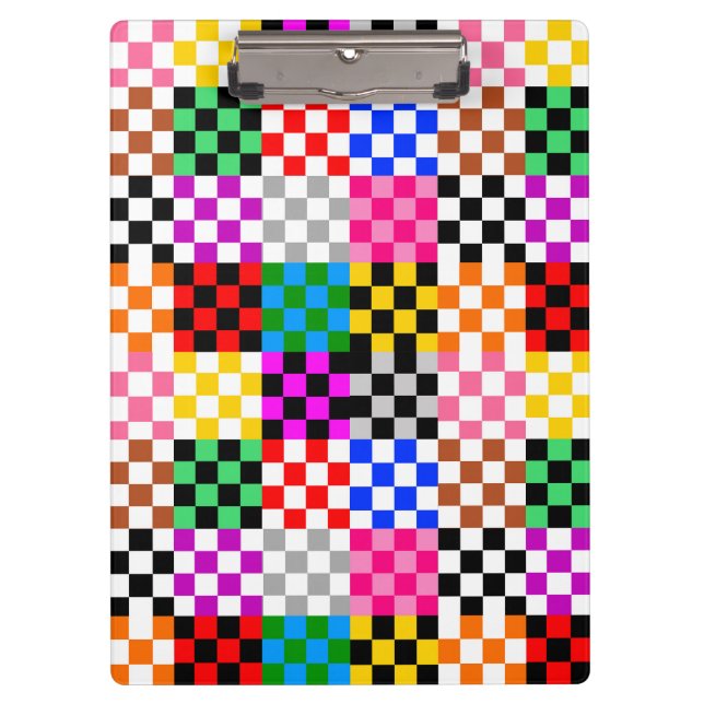Farbenfrohes Patchwork Karomuster Design  Klemmbrett (Vorderseite)