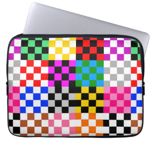 Farbenfrohes Patchwork Karomuster Design  Laptopschutzhülle