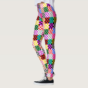 Farbenfrohes Patchwork Karomuster Design Leggings