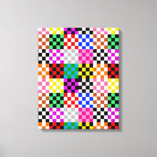 Farbenfrohes Patchwork-Karomuster-Design Leinwanddruck