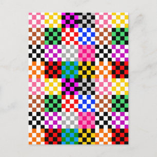 Farbenfrohes Patchwork Karomuster Design Postkarte