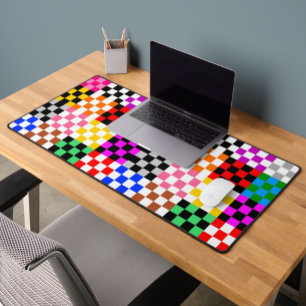 Farbenfrohes Patchwork Karomuster Design Schreibtischunterlage