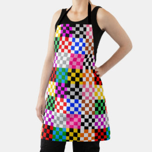 Farbenfrohes Patchwork Karomuster Design Schürze