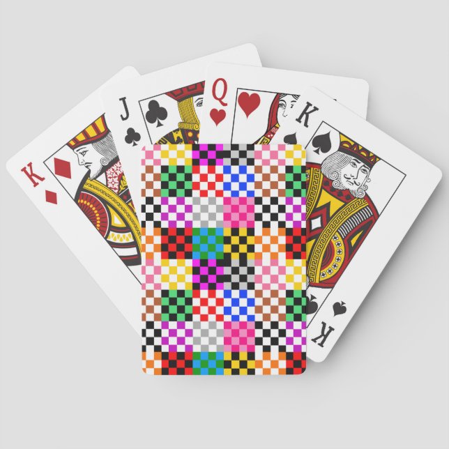Farbenfrohes Patchwork Karomuster Design  Spielkarten (Rückseite)