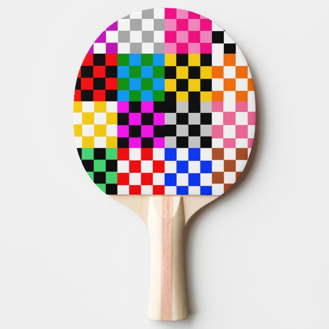 Farbenfrohes Patchwork Karomuster Design  Tischtennis Schläger (Vorderseite)