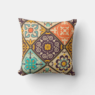 Farbenfrohes Patchwork: Majolika-Fliesen-Design Kissen
