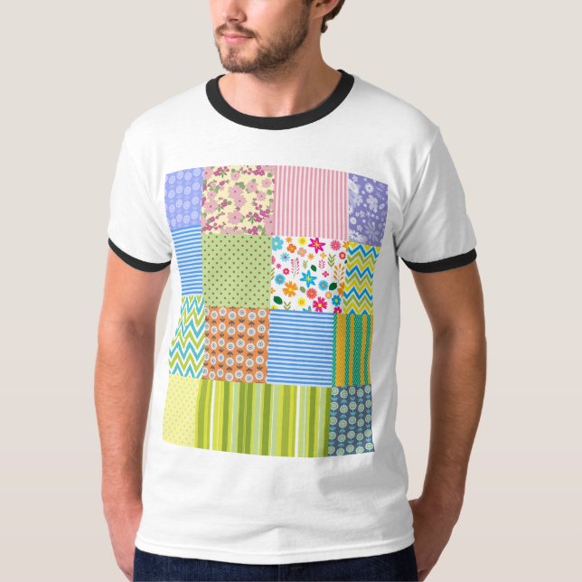Farbenfrohes Patchwork-Muster-Grafik-T-Shirt T-Shirt (Vorderseite)