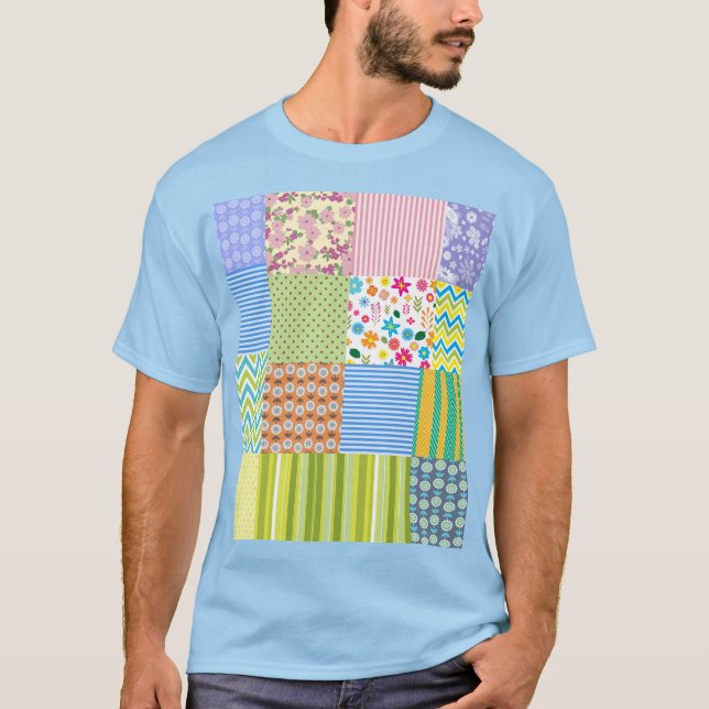 Farbenfrohes Patchwork-Muster-Grafik-T-Shirt T-Shirt (Vorderseite)