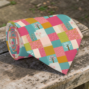 Farbenfrohes Patchwork-Muster individuell anpassba Krawatte